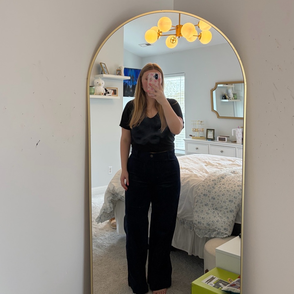 LOFT Wide leg Trousers Velvet Navy